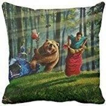 B Lyster shop Bear Camping Fail #2412W Cotton & Polyester Soft Zippered Cushion Throw Case Pillow Case Cover