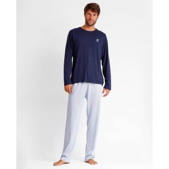 Pijama Manga Larga Stripes & Dots marino de hombre