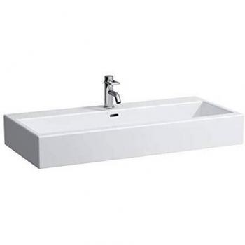 Lavabo encastrable LAUFEN Living City 100 x 46 cm, blanco, 1 agujero para grifo a izquierda y derecha, con rebosadero, H8184370001071