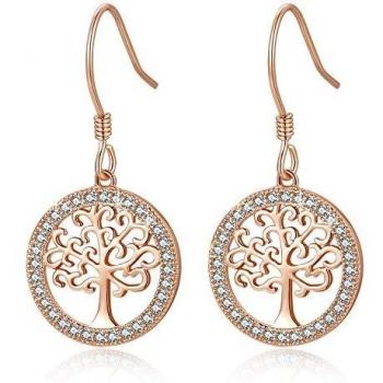MEGA CREATIVE JEWELRY Pendientes Mujer Amor de la Familia de Árbol de la Vida Cristales Swarovski Pendientes de la Moda 925 Plata Esterlina, Regalo de la Joyería