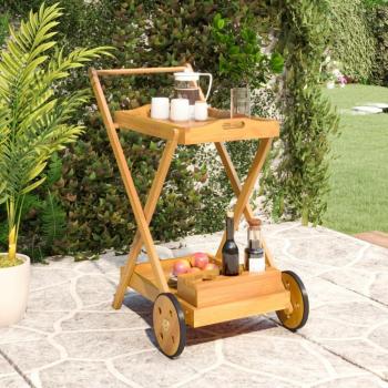 Carrito camarera de madera maciza de acacia 54x87x90 cm marrón