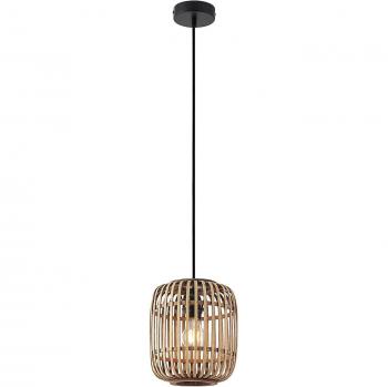 Lámpara colgante Lindby Canyana, natural, ratán, Ø 22 cm, color marrón, material de madera e.o., diseño tradicional para salón y comedor, con 1 llama E27