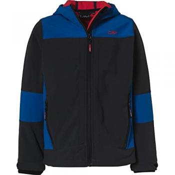 Chaqueta Softshell CMP Fix Hood 3A00094 azul claro, azul oscuro y naranja infantil, talla 24 meses
