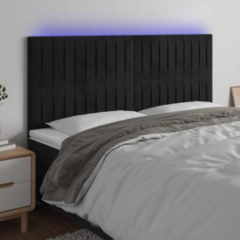 Cabecero LED terciopelo negro 200x5x118/128 cm con luces LED