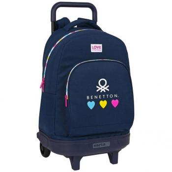 Mochila Trolley Benetton Love Grande con Ruedas Compact Extraíble 45cm Safta Oficial