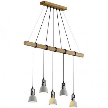 Lámpara colgante Lindby Mitis, tipo industrial, material de hormigón y madera, 100 cm de largo, compatible con bombillas GU10