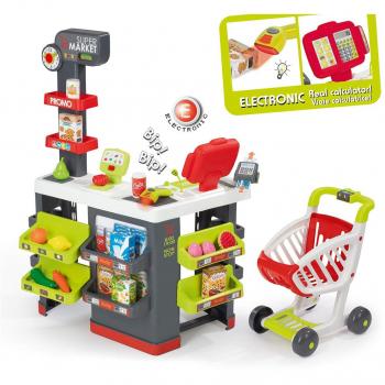 Smoby Electronic Supermarket Playset with Shopping Cart and 42 Accessories