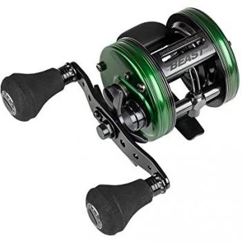 Carrete Baitcasting Abu Garcia Ambassadeur Beast HD LH - Carrete para pesca de lucio, diseño redondo, alta capacidad de línea, sistema de freno potente, construcción duradera y resistente a la corrosión