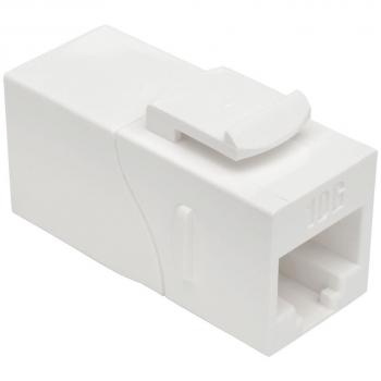 Tripp Lite Cat6a Straight Through Modular In Line Snap-In Coupler w/90-Degree Down-Angled Port White RJ45 F/F