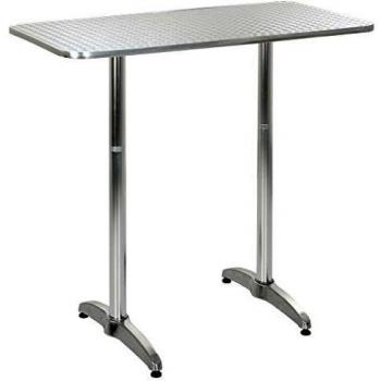 vidaXL Mesa de Jardín Mueble de Bar Mesita Elevada Mesilla Auxiliar Superficie de Tablero MDF Patio Balcón Aluminio 120x60x