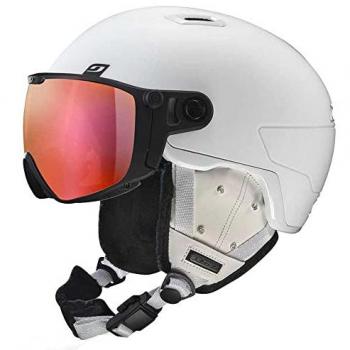Casco Julbo Globe Evo Blanco Reactiv GC cat 2 a 3 con visera, gafas de snow Globe Evo, color blanco, acabado injected, talla 54/58
