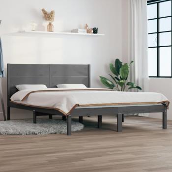 Cama de pino gris 120x200 cm con estructura de madera maciza