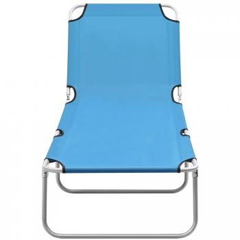 vidaXL Folding Sun Lounger Steel and Fabric Turquoise Blue