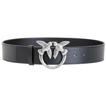 Cinturón PINKO Love Berry H4 de piel negra para mujer, talla XS