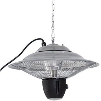 Calefactor de techo Outsunny 1500W con LED y mando a distancia, aluminio plateado, Ø42 x H29 cm