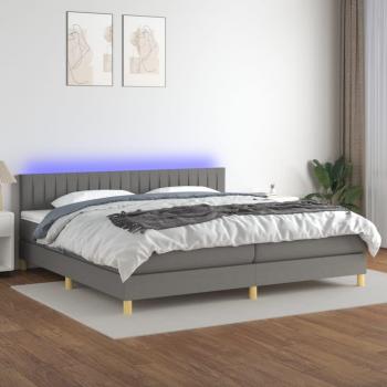 Colchón cama box spring suave con tela LED gris oscuro 200x200 cm