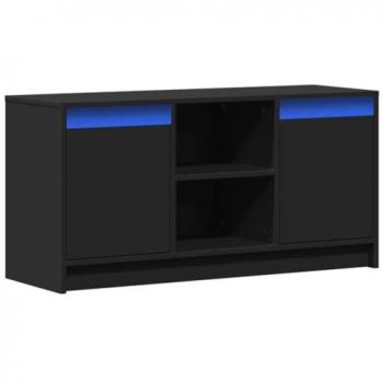 Mueble de TV con LED madera de ingeniería negro 100x34x50 cm, Soporte de TV, aparador de TV, Mueble HiFi, Banco de TV, Armario de TV