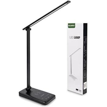 Lámpara de Escritorio Negra con Cargador Inalámbrico y 42 LEDs, Iluminación Eficiente, Certificado CE y RoHS