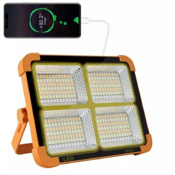 Faro Portátil Recargable de 120W con Panel Solar y Power Bank USB