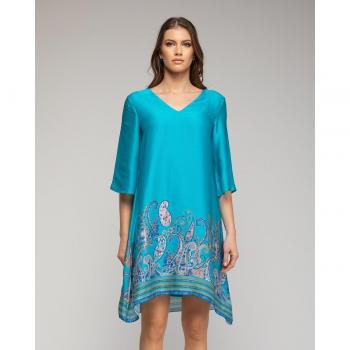 Vestido túnica con detalles decorativos y manga tres cuartos Niza