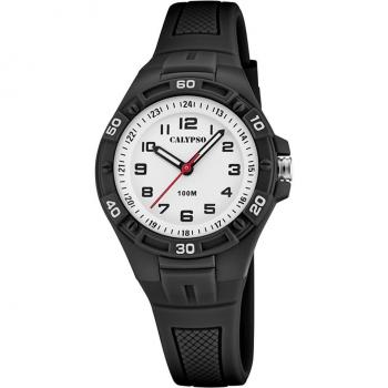 Reloj Calypso Junior Collection K5832/4 Infantil Blanco con Correa de Caucho Negro Diámetro 34 mm