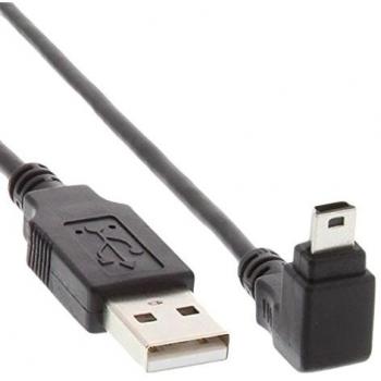 Cable USB 2.0 A a Mini-B (5 pines) Angulado 90° Negro 3m