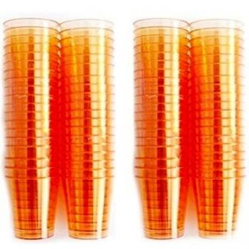 80 vasos de plástico apto para alimentos, color naranja translúcido