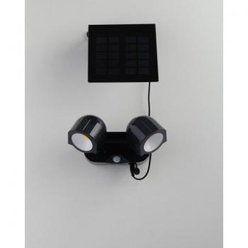 Foco de Exterior LED Spot Shiva Thermoplastique Antracita 2 Luces con Sensor y Panel Solar, IP54, 230lm, 4000K, dimensiones 16x7.2x10.9cm - Fan