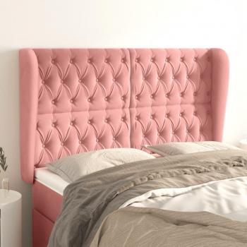 Cabecero con Orejas de Terciopelo Rosa 147x23x118/128 cm Acolchado y Antimancha