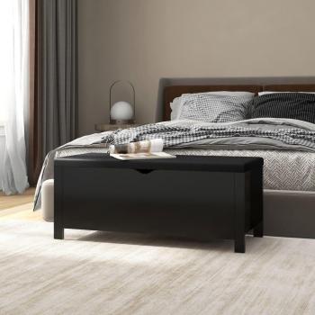 Black Storage Bench with Cushion 105x40x45 cm Engineered Wood
