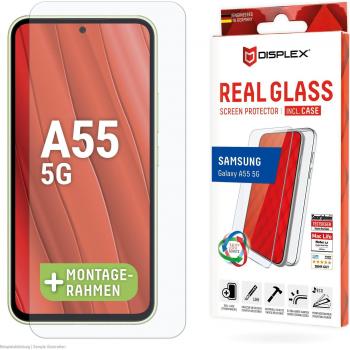 Protector de Pantalla de Vidrio Templado + Funda Protectora para Samsung Galaxy A55 5G - Resistente a Rayones y Golpes, Montaje Ecológico, Transparente