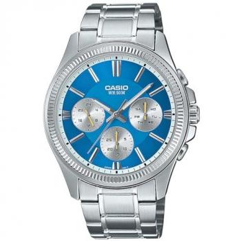 Reloj Casio MTP-1375PD-2A2VEF para Hombre, Multifuncional, Acero Inoxidable, Azul, Analógico, con Fecha y Día de la Semana