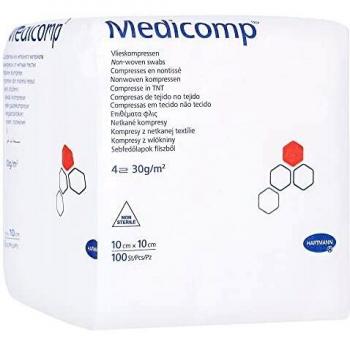 Medicomp Non-Sterile Compresses 10x10cm, 100 Pieces, 4 Layers
