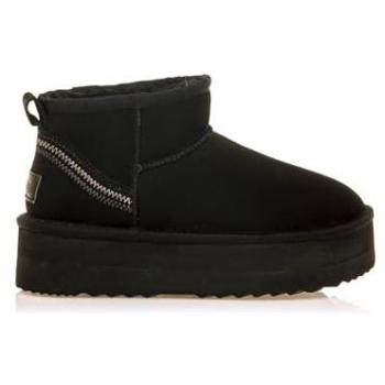 Botines Planos de Mujer Nivia con Pelo Interior y Suela Gruesa, Color Negro