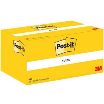 Post-it® Notas Adhesivas Amarillas 38x51 mm - Paquete de 12 Bloc de 100 Hojas