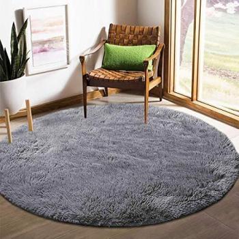 Alfombra Redonda Alfombra Antideslizante para el hogar Alfombras Mullidas de Interior Suaves Alfombra de Dormitorio Mullida Adecuado para Salón Dormitorio