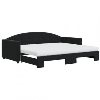 Sofá cama nido con colchón terciopelo negro 90x200 cm