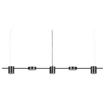 Lámpara de techo LED industrial moderna de metal negro con 5 luces, modelo Sestra, fabricada en hierro y aluminio