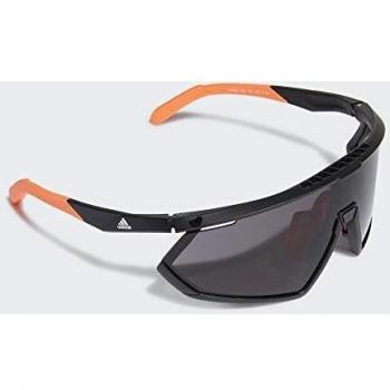 adidas Sport- Gafas de sol SP0002-forma de mascara, color negro mate, lentes color humo, con una lente intercambiable naranja