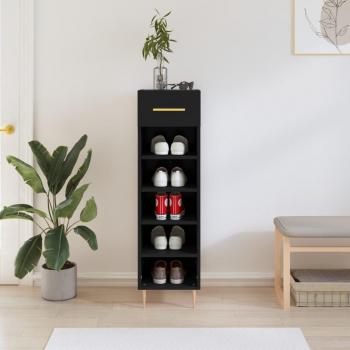 Zapatero negro de madera multicapa 30x35x105 cm