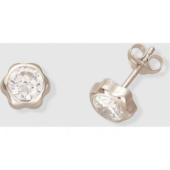 Pendientes de mujer de oro con circonitas incrustadas, elegantes y brillantes