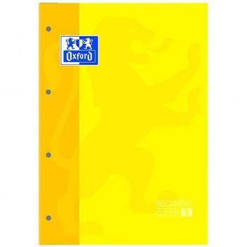 Oxford Recambio A4 Cuadrícula 5x5 80 Hojas Microperforadas Amarillo con Taladros Pack de 5