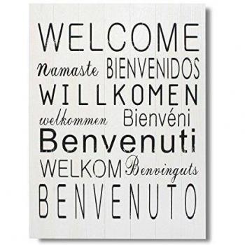 Cuadro de Madera Impreso WELCOME 45x60-Blanco y negro-Unica