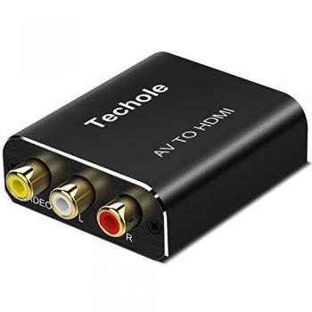RCA a HDMI, Techole Aluminio 3 RCA Compuestas AV a HDMI Converter de Video y Audio con 3 Cables RCA y Cable USB, Soporte 1080P para Nintendo, Xbox, PS4, PS3, PC, TV, STB, VHS, DVD, Cámara, Wii