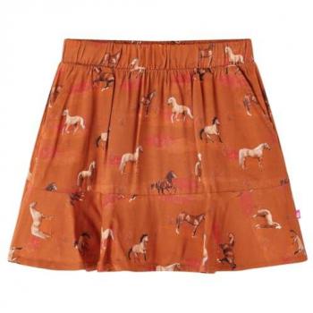 Falda Infantil Estampado de Caballos Color Coñac Cinturilla Elástica 116