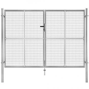 vidaXL Puerta de jardín de acero galvanizado plateado 306x225 cm