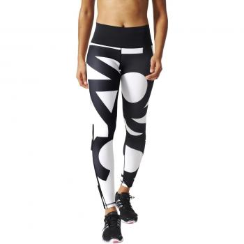 adidas Wo HR Long Typo - Mallas para mujer, color negro / blanco, talla 2XLS