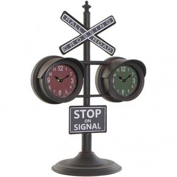 Reloj de Mesa DKD Home Decor Negro Cristal Hierro (36 x 22 x 52 cm)
