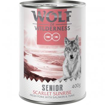 Wolf of Wilderness Red Meat Senior 6 x 400 g - Scarlet Sunrise: cerdo, salmón y atún