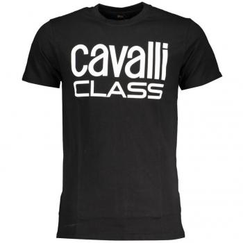 Cavalli Class Black Cotton T-Shirt - M, Male, Logo Print